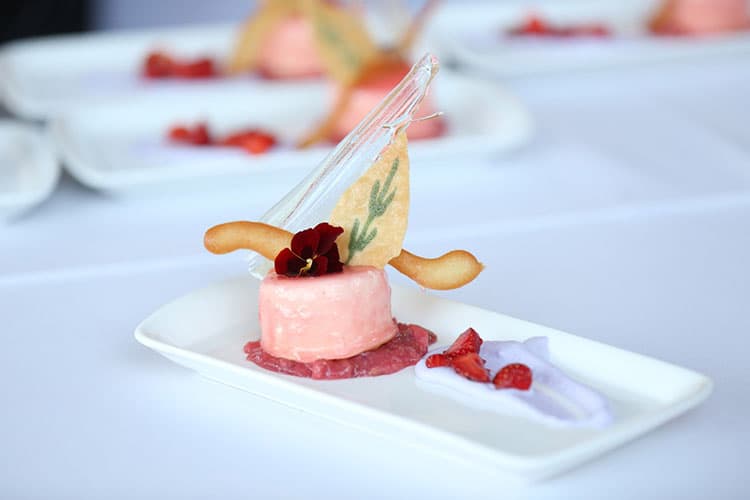 A fruit dessert prepared by Park City Culinary Institute at a catered event.