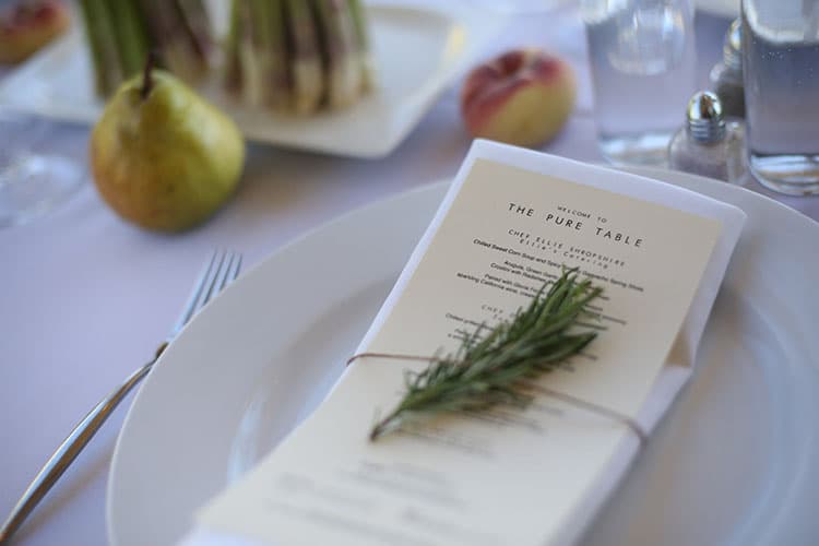 An artisanal menu prepared by Park City Culinary Institute for a catered event.