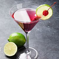 Cosmopolitan cocktail with lime