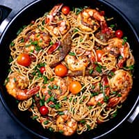 Shrimp pasta dish
