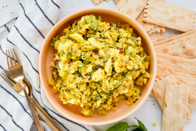 Curried Egg Salad with Salted Peanuts & Raisins