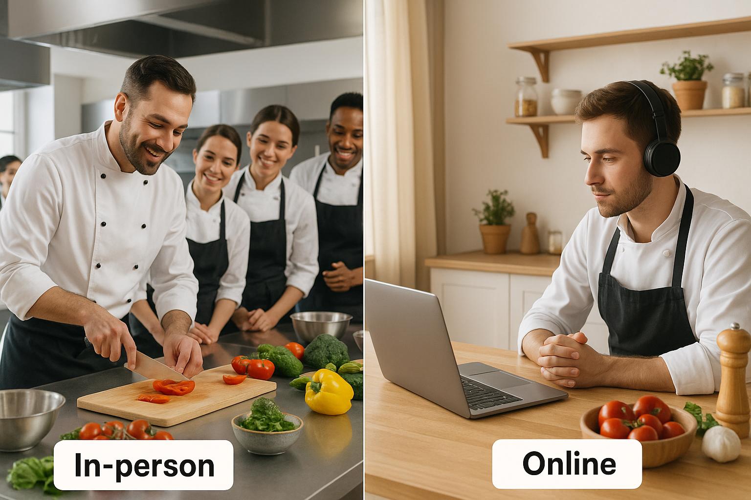Online vs In-Person Culinary Training Compared